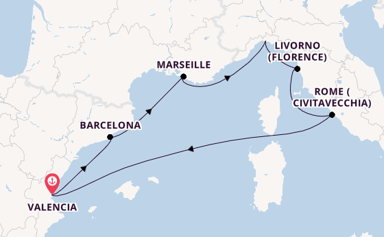 Western Mediterranean from Valencia, Spain with the MSC Sinfonia