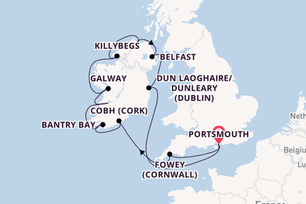 British Isles from Portsmouth, England, United Kingdom with the Azamara Quest