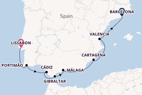 Westelijke Middellandse Zee vanaf Lissabon, Portugal met de Azamara Quest