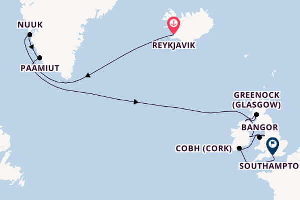 British Isles from Reykjavik, Iceland with the Seven Seas Mariner