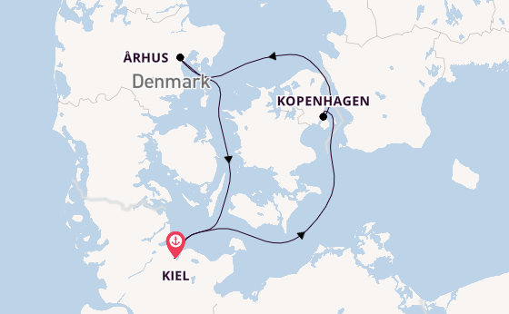 Oostzee vanaf Kiel, Duitsland met AIDAbella