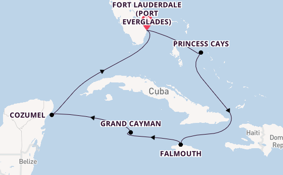 Caribbean from Fort Lauderdale (Port Everglades), Florida, USA with the Sky Princess 