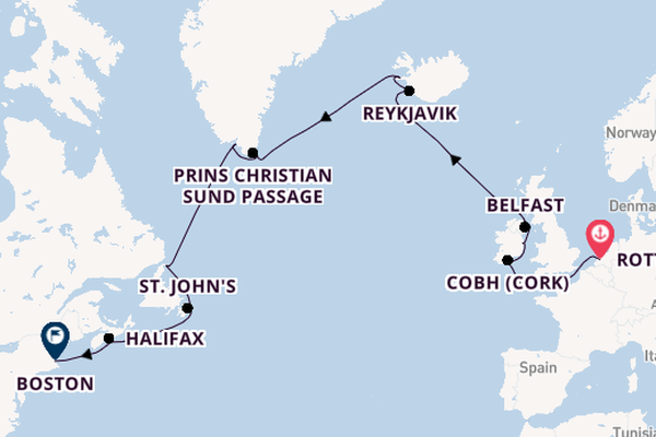 trans-Atlantisch vanaf Rotterdam, Nederland met de Volendam