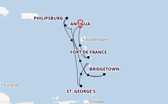 Southern Caribbean from Antigua, Antigua and Barbuda with the Iona