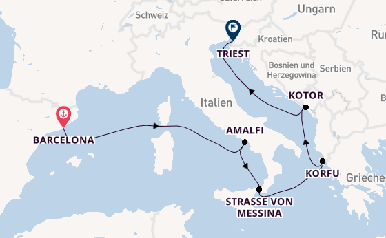 Westliches Mittelmeer ab Barcelona, Spanien auf der Queen Victoria