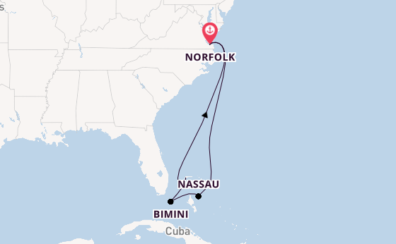 Caribbean vanaf Norfolk, Verenigde Staten met de Carnival Sunshine
