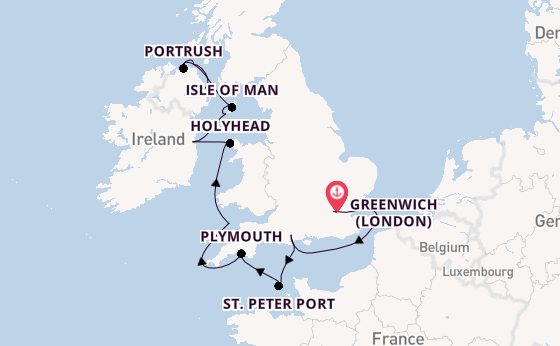British Isles from Greenwich (London), England with the Seabourn Venture