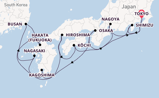 Japan from Tokyo, Japan with the Noordam