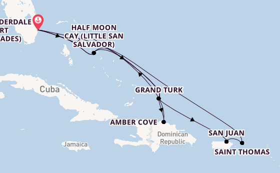 Caribbean from Fort Lauderdale (Port Everglades), Florida with the Eurodam