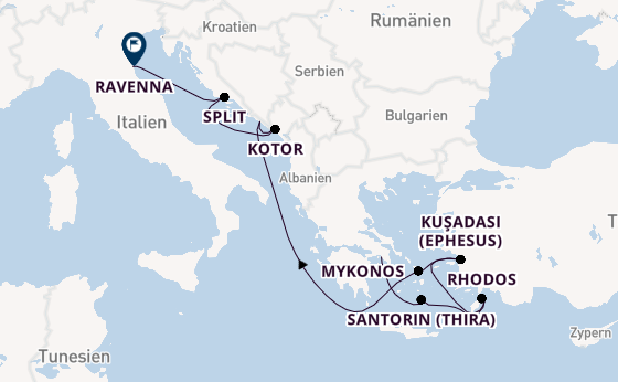 Östliches Mittelmeer ab Piräus (Athen), Griechenland auf der Celebrity Eclipse