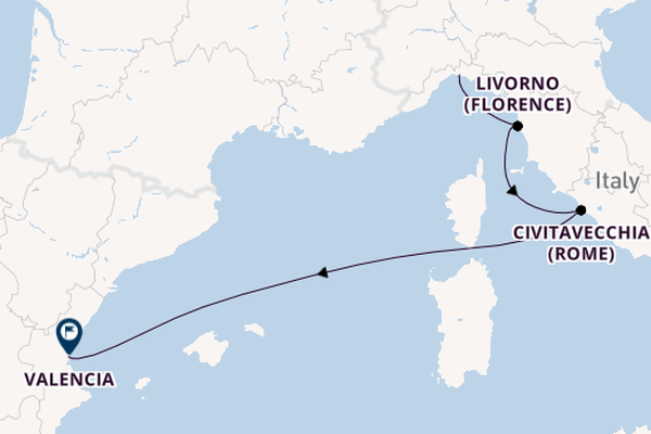 Westelijke Middellandse Zee vanaf Genua, Italië met de MSC Sinfonia