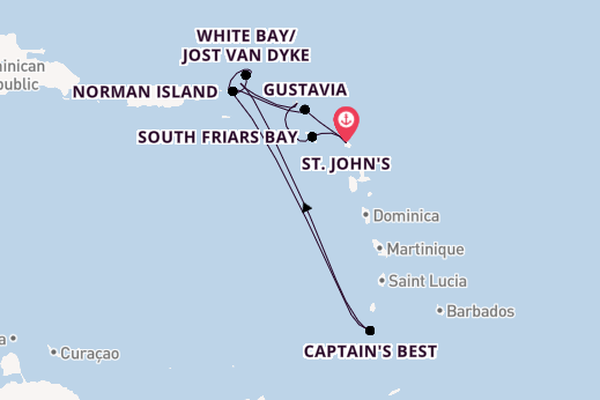 Caribbean vanaf St. John's, Antigua, Antigua en Barbuda met de Star Clipper