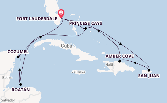 Caribbean vanaf Fort Lauderdale, Verenigde Staten met de Sun Princess