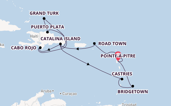 Karibik ab Pointe-à-Pitre, Guadeloupe auf der Costa Fascinosa