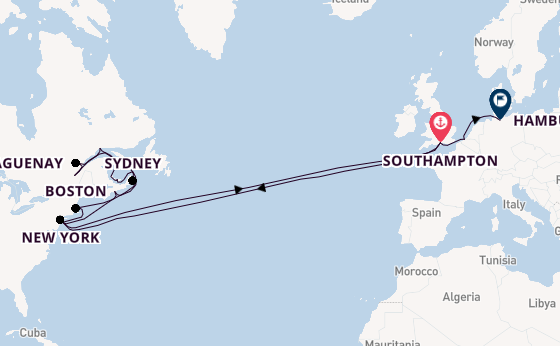 Transatlantic from Southampton, England with the Queen Mary 2