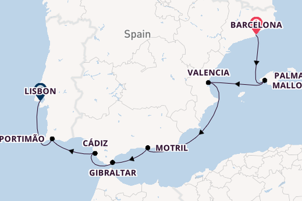 Western Mediterranean from Barcelona, Spain with the Norwegian Dawn