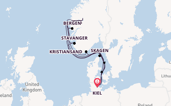 Noorwegen vanaf Kiel, Duitsland met AIDAnova
