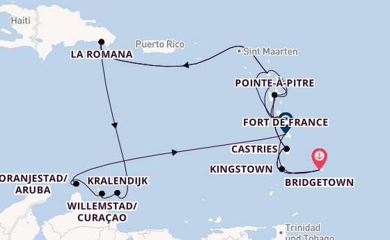 Südliche Karibik ab Bridgetown, Barbados auf AIDAperla