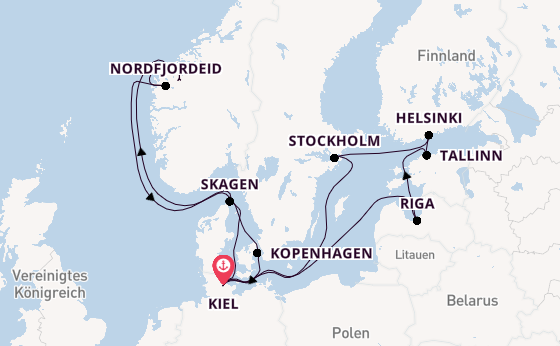 Norwegen ab Kiel, Deutschland auf der Mein Schiff 1