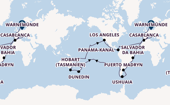 Weltreise ab Genua, Italien auf der MSC Magnifica