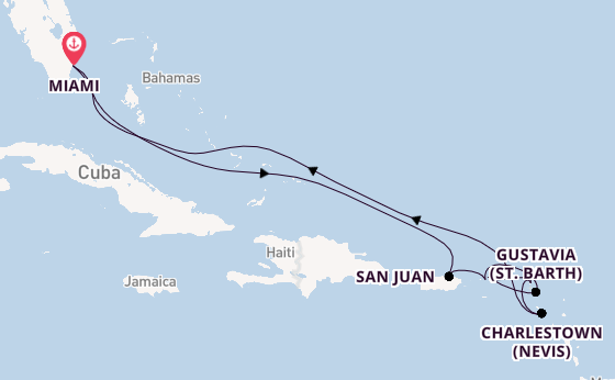 Caribbean from Miami, Florida, USA with the Silver Ray