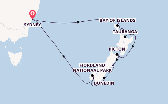 Nieuw Zeeland vanaf Sydney, Australië met de Royal Princess