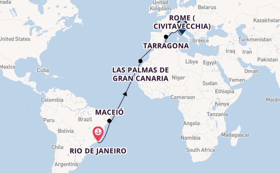 Transatlantic from Rio de Janeiro, Brazil with the MSC Musica