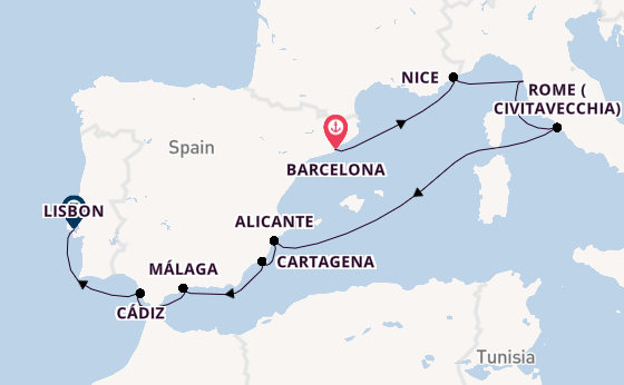Western Mediterranean from Barcelona, Spain with the Nautica