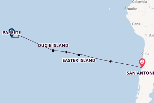 Polynesia from San Antonio, Chile with the Seabourn Pursuit