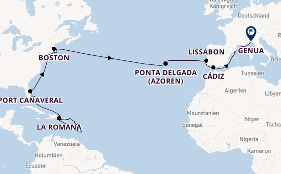 Transatlantik ab La Romana, Dominikanische Republik auf der Costa Fascinosa