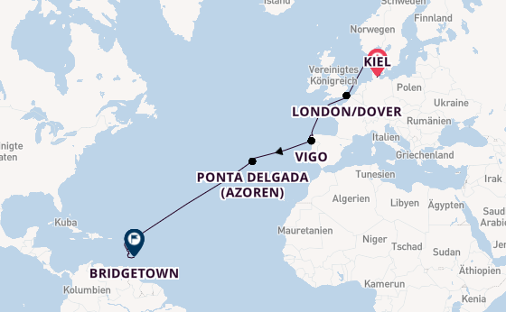Südliche Karibik ab Kiel auf AIDAbella