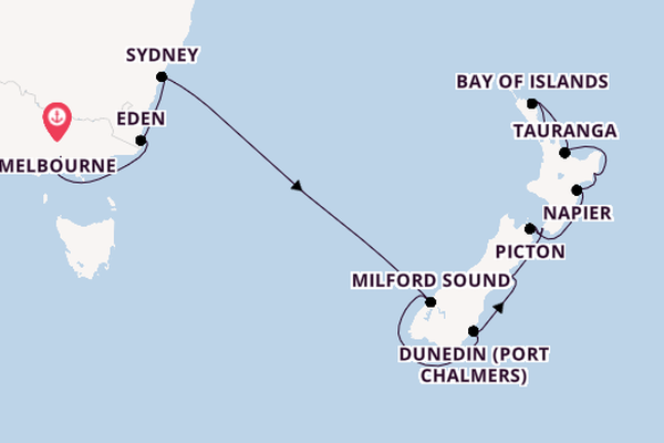 New Zealand from Melbourne, Australia with the Azamara Pursuit