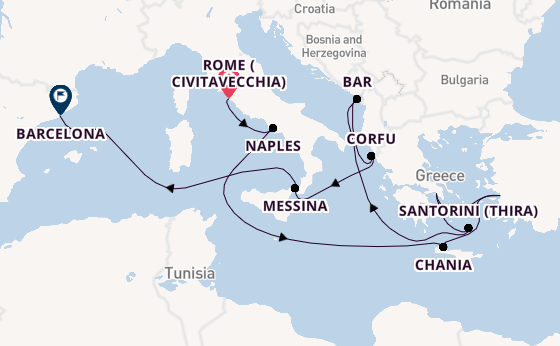 Mediterranean from Rome (Civitavecchia), Italy with the Sun Princess