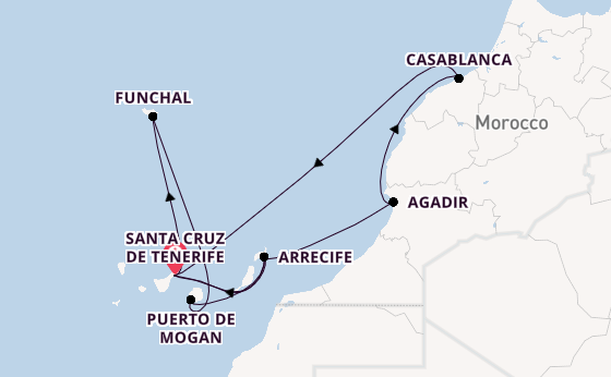 Canary Islands from Santa Cruz de Tenerife, Spain with the Azura