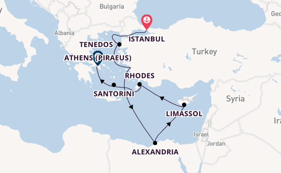 Eastern Mediterranean from Istanbul, Turkey with the Seven Seas Splendor