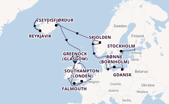 Britse Eilanden vanaf Helsinki, Finland met de Regal Princess