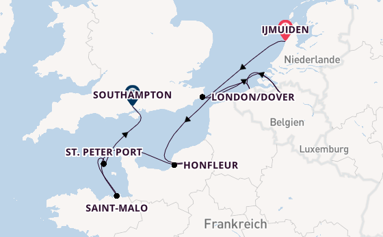 Vereinigtes Königreich ab Ijmuiden, Niederlande auf der Silver Spirit