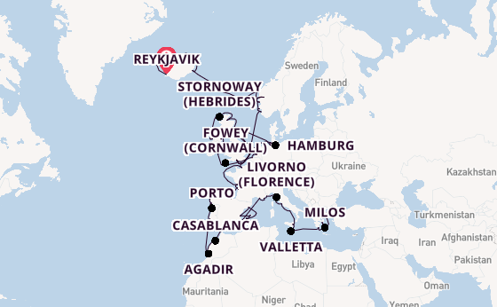 Mediterranean Sea from Reykjavik, Iceland with the Marina