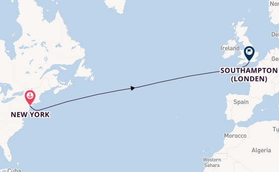 trans-Atlantisch vanaf New York, Verenigde Staten met de Queen Mary 2