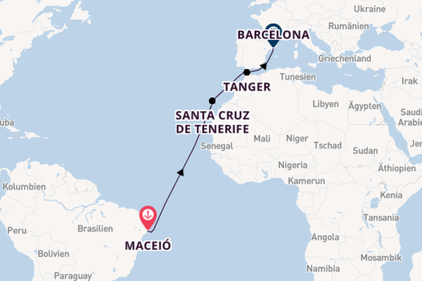 Transatlantik ab Maceió, Brasilien auf der MSC Virtuosa