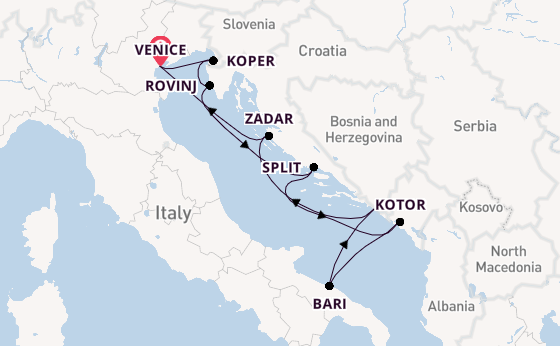 Mediterranean Sea from Venice, Italy with the Silver Spirit