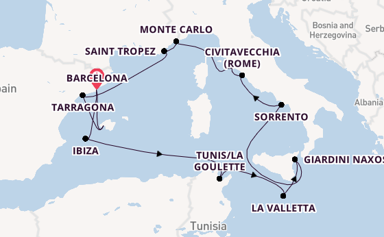 Westelijke Middellandse Zee vanaf Barcelona, Spanje met de EXPLORA I