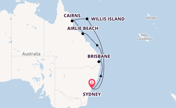 Australië vanaf Sydney, Australië met de Grand Princess