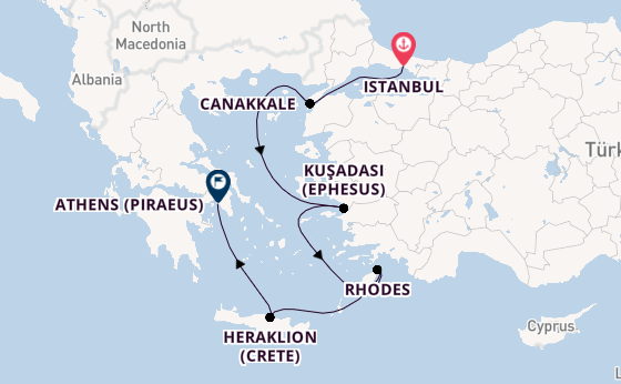 Eastern Mediterranean from Istanbul, Turkey with the Viking Sea