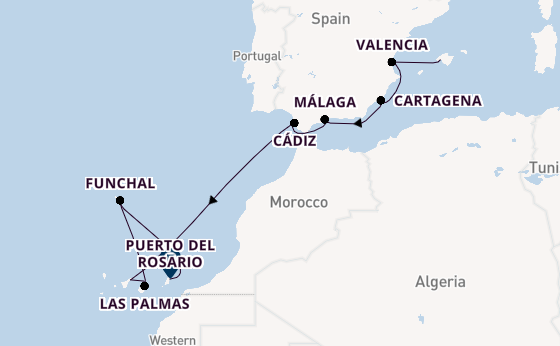 Westelijke Middellandse Zee vanaf Palma de Mallorca, Mallorca, Spanje met AIDAstella
