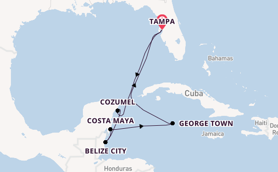 Western Caribbean from Tampa, Florida, USA with the Jewel of the Seas