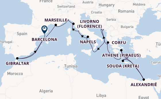 Middellandse Zee vanaf Athene (Piraeus), Griekenland met de Nieuw Statendam