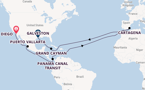 trans-Atlantisch vanaf San Diego, Verenigde Staten met de Disney Magic