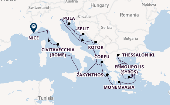 Oostelijke Middellandse Zee vanaf Athene (Piraeus), Griekenland met de Azamara Onward