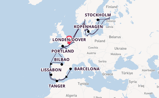 Engeland vanaf Londen/Dover, Groot-Brittannië met de Nieuw Statendam